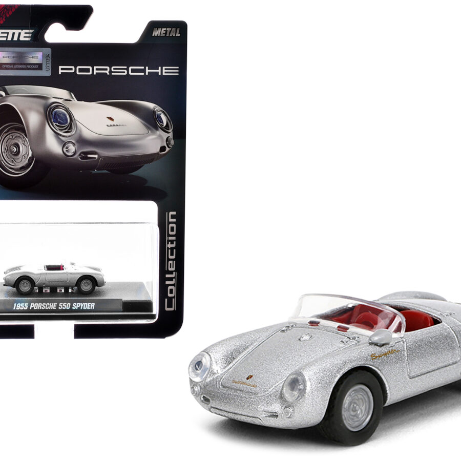 1955 Porsche 550 Spyder Silver Metallic with Red Interior "Collection" Series 1/64 Diecast Model Car by Majorette Automotive