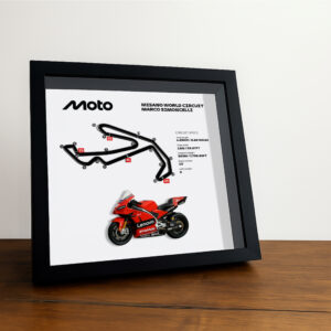 Misano World Circuit Marco Simoncelli Moto 3D Framed Track Wall Art with Motorcycle Model – Italy Racing Gift  by BoxBox24