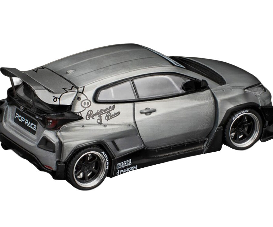 Toyota "Pandem" GR Yaris RHD (Right Hand Drive) Raw Metal 1/64 Diecast Model Car by Pop Race Automotive