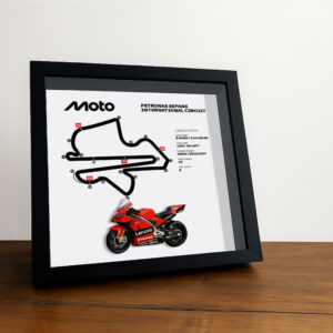 Sepang International Circuit Moto 3D Framed Track Wall Art with Motorcycle Model – Malaysia Racing Gift by BoxBox24