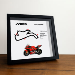 Phillip Island Moto Circuit 3D Framed Track Wall Art with Motorcycle Model – Australia Racing Gift by BoxBox24
