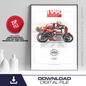 Eddie Lawson 1990 Yamaha YZR500 Poster | MotoGP Legend Racing Wall Art | GP500 Digital Download by Evan DeCiren Store