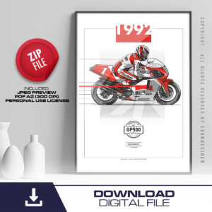 Wayne Rainey | 1992 Yamaha YZR500 Marlboro Team Roberts | GP500 Racing Motorcycle Poster | Vintage MotoGP Digital Download by Evan DeCiren Store