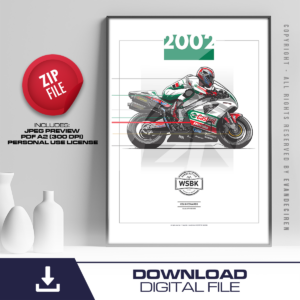 Colin Edwards | 2002 Honda VTR 1000 SP2 Poster | Superbike WSBK Digital Download | Motorcycle Racing Wall Art from the Formula 1 Memorabilia store collection.