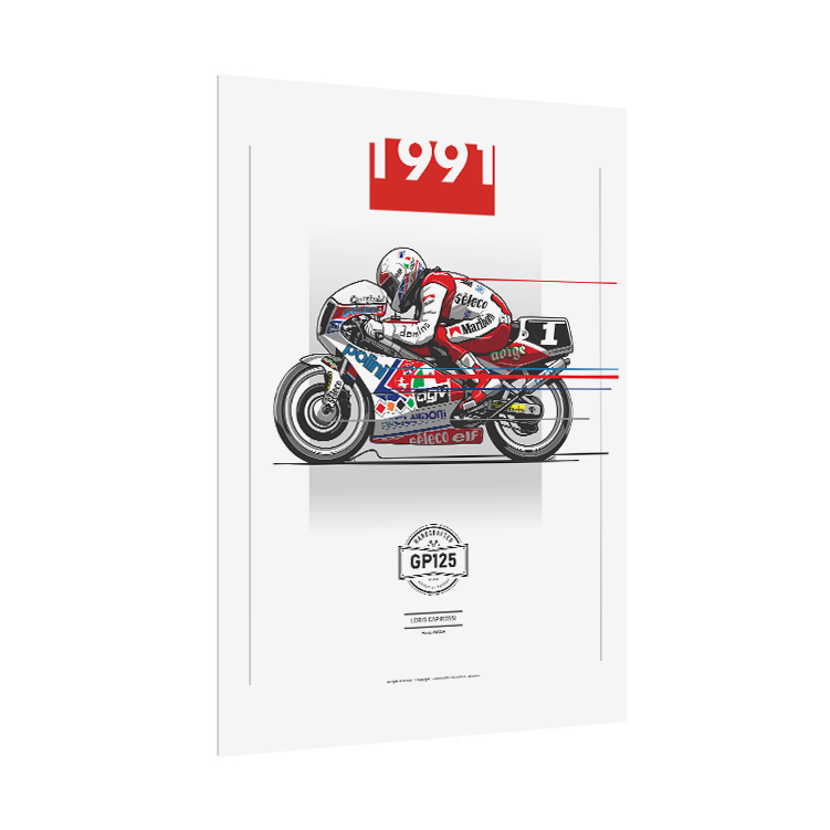Loris Capirossi 1991 GP125 Poster | MotoGP Legend Wall Art | GP125 Digital Download Print from the MotoGP Gifts store collection.