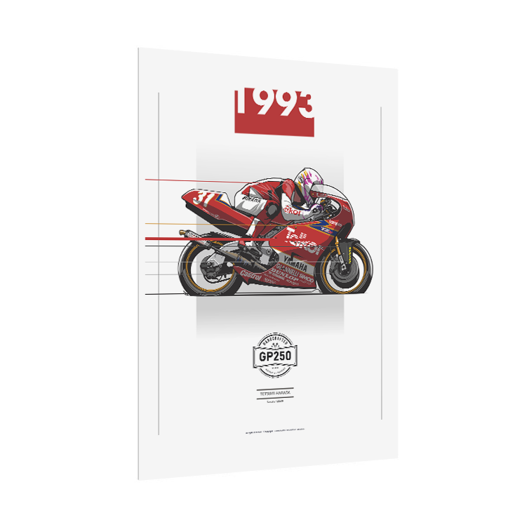 Tetsuya Harada 1993 Yamaha TZ250M | GP250 Motorcycle Racing Poster | Vintage MotoGP Wall Art Digital Download from the Michael Schumacher store collection.