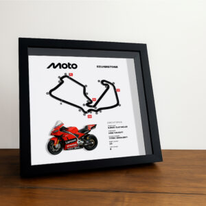 Silverstone Moto Circuit 3D Framed Track Wall Art with Motorcycle Model – UK Racing Gift by BoxBox24
