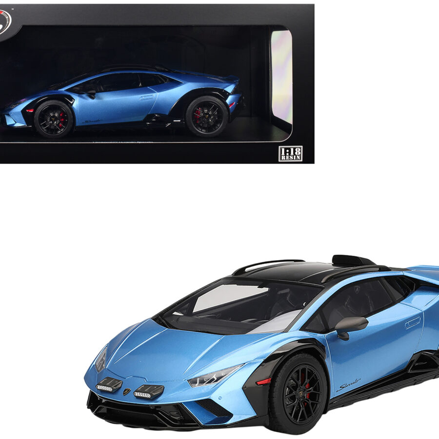 Lamborghini Huracan Sterrato Blu Aegir Blue Metallic with Matt Black Top 1/18 Model Car by Top Speed from the Sports Car Racing Model Cars store collection.