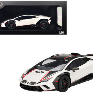 Lamborghini Huracan Sterrato Bianco Asopo White with Matt Black Top and Red Stripes 1/18 Model Car by Top Speed from the Sports Car Racing Gifts store collection.