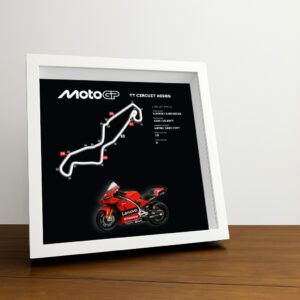 TT Circuit Assen Moto 3D Framed Black Track Wall Art with Motorcycle Model – Netherlands Racing Gift from the Sports Car Racing Gifts store collection.