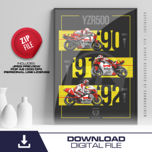 Yamaha YZR500 Poster | 3 World Championships 1990-1992 | Motorcycle Racing Wall Art | MotoGP Legend Digital Download George Russell by Evan DeCiren Store