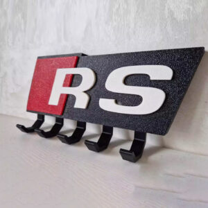 Audi RS Key Holder Wall Hook – 5 Hooks Adhesive Mount (Black/Red) from the Sports Car Racing Collectibles store collection.