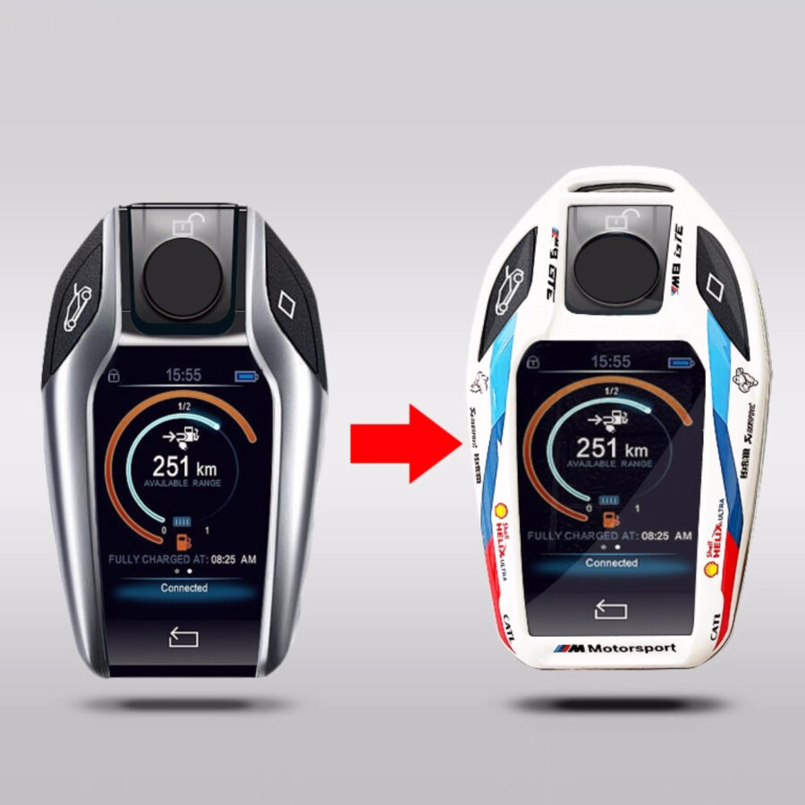 BMW Smart Display Key Case – M Motorsport Racing Design Protective Shell from the Sports Car Racing Clothing store collection.