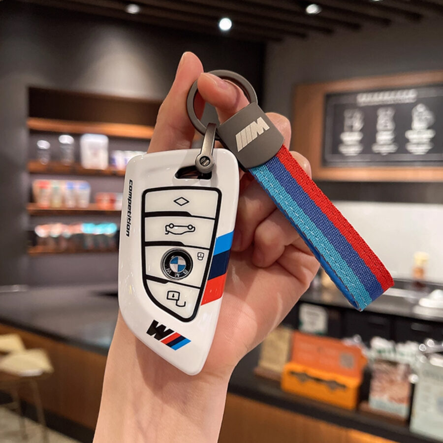 BMW Key Case with M-Strap – Motorsport Inspired Protective Shell (White) Automotive