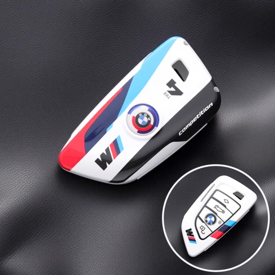 BMW Key Case C-Type (White) – Compatible with 2022+ 4 Series, 2 Series, i4, and 2023+ M2 WEC & Le Mans Memorabilia
