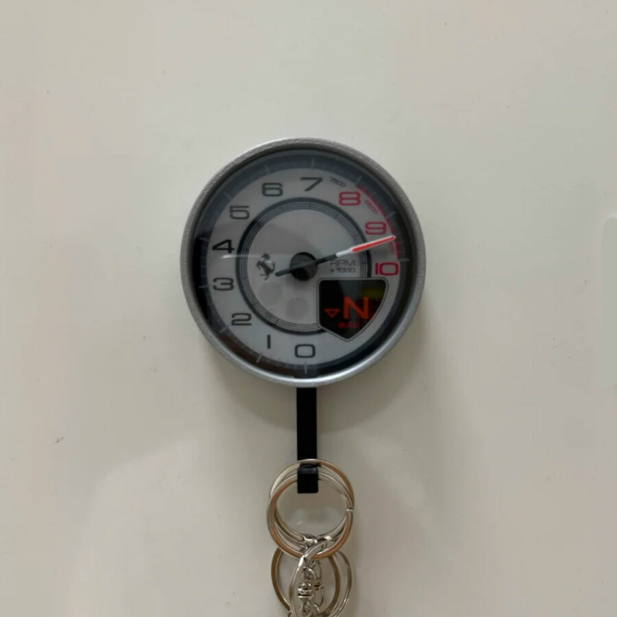 Ferrari 488 Tachometer Keychain – Silver Edition F1 Jackets