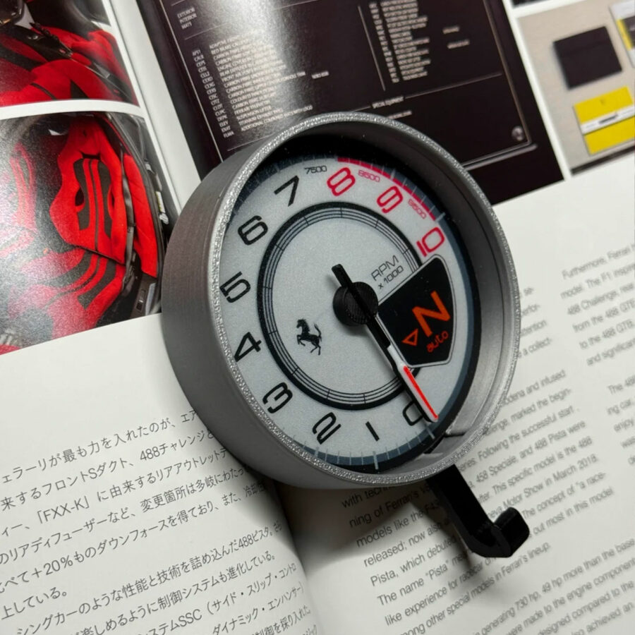 Ferrari 488 Tachometer Keychain – Silver Edition F1 Jackets