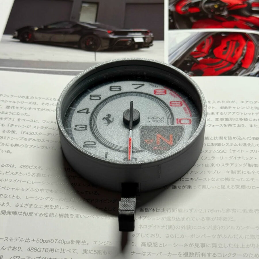 Ferrari 488 Tachometer Keychain – Silver Edition from the F1 Jackets store collection.