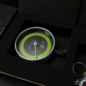 Porsche 911 GT3 Tachometer Keychain – Lizard Green Edition from the Sports Car Racing Collectibles store collection.