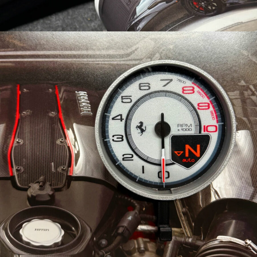 Ferrari 488 Tachometer Keychain – Silver Edition F1 Jackets