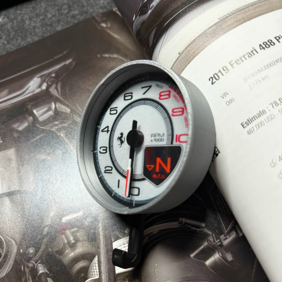 Ferrari 488 Tachometer Keychain – Silver Edition F1 Jackets