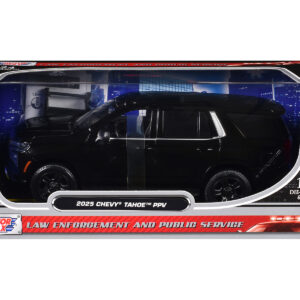 2025 Chevrolet Tahoe PPV Black "Custom Builder's Kit - Law Enforcement and Public Service" Series 1/24 Diecast Model Car by Motormax from the Automotive store collection.