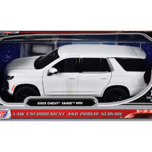2025 Chevrolet Tahoe PPV White "Custom Builder's Kit - Law Enforcement and Public Service" Series 1/24 Diecast Model Car by Motormax from the Automotive store collection.