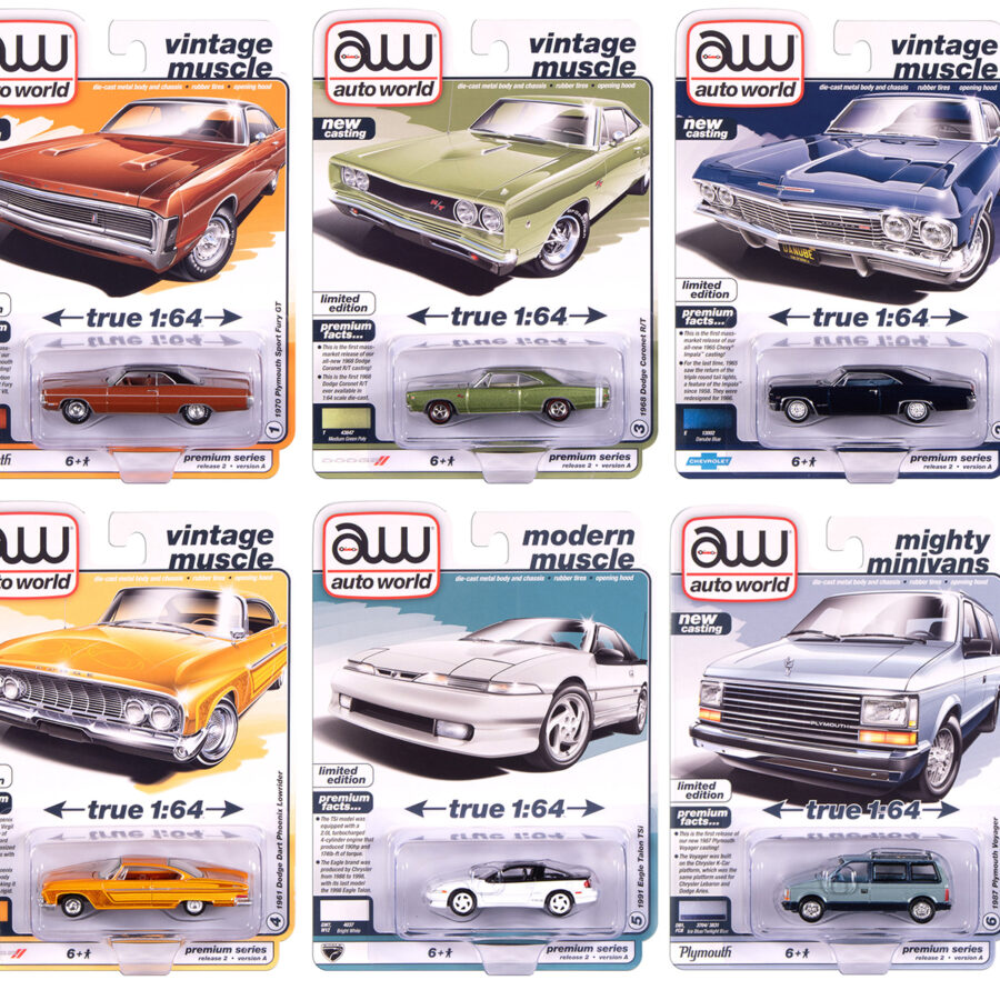 Auto World Premium 2025 Release 2 Set A of 6 pieces 1/64 Diecast Model Cars by Auto World from the Sports Car Racing Model Cars store collection.