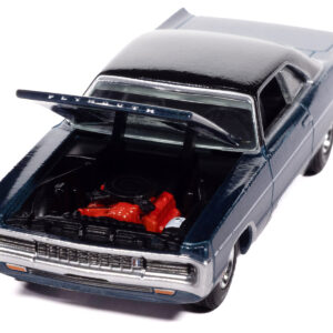 1970 Plymouth Sport Fury GT Jamaican Blue Metallic with Black Top "Vintage Muscle" Series 1/64 Diecast Model Car by Auto World from the Sports Car Racing Model Cars store collection.