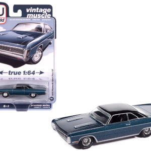 1970 Plymouth Sport Fury GT Jamaican Blue Metallic with Black Top "Vintage Muscle" Series 1/64 Diecast Model Car by Auto World from the Sports Car Racing Model Cars store collection.