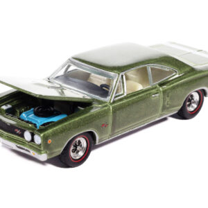 1968 Dodge Coronet R/T Medium Green Metallic with White Interior "Vintage Muscle" Series 1/64 Diecast Model Car by Auto World  by Diecast Mania