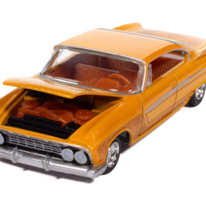 1961 Dodge Dart Phoenix Lowrider Mango Smoothie Metallic with Graphics and Orange Interior "Vintage Muscle" Series 1/64 Diecast Model Car by Auto World from the Sports Car Racing Model Cars store collection.