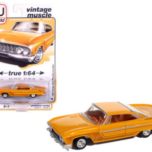 1961 Dodge Dart Phoenix Lowrider Mango Smoothie Metallic with Graphics and Orange Interior "Vintage Muscle" Series 1/64 Diecast Model Car by Auto World from the Sports Car Racing Model Cars store collection.