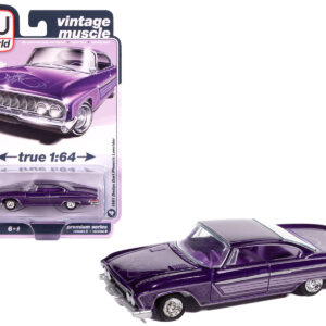 1961 Dodge Dart Phoenix Lowrider Purple Sky Metallic with Graphics and Purple Interior "Vintage Muscle" Series 1/64 Diecast Model Car by Auto World from the Sports Car Racing Model Cars store collection.